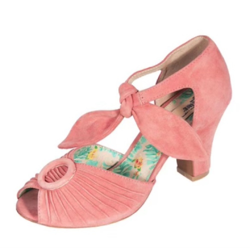 Miss L-Fire Pink Suede Retro Heels Size 41